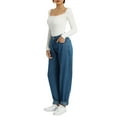 thumbnail image 5 of Franhais Women Wide-leg Denim Pants, Casual High Waist Relaxed Fit  Hip Hop Washed  Jeans Streetwear, 5 of 9