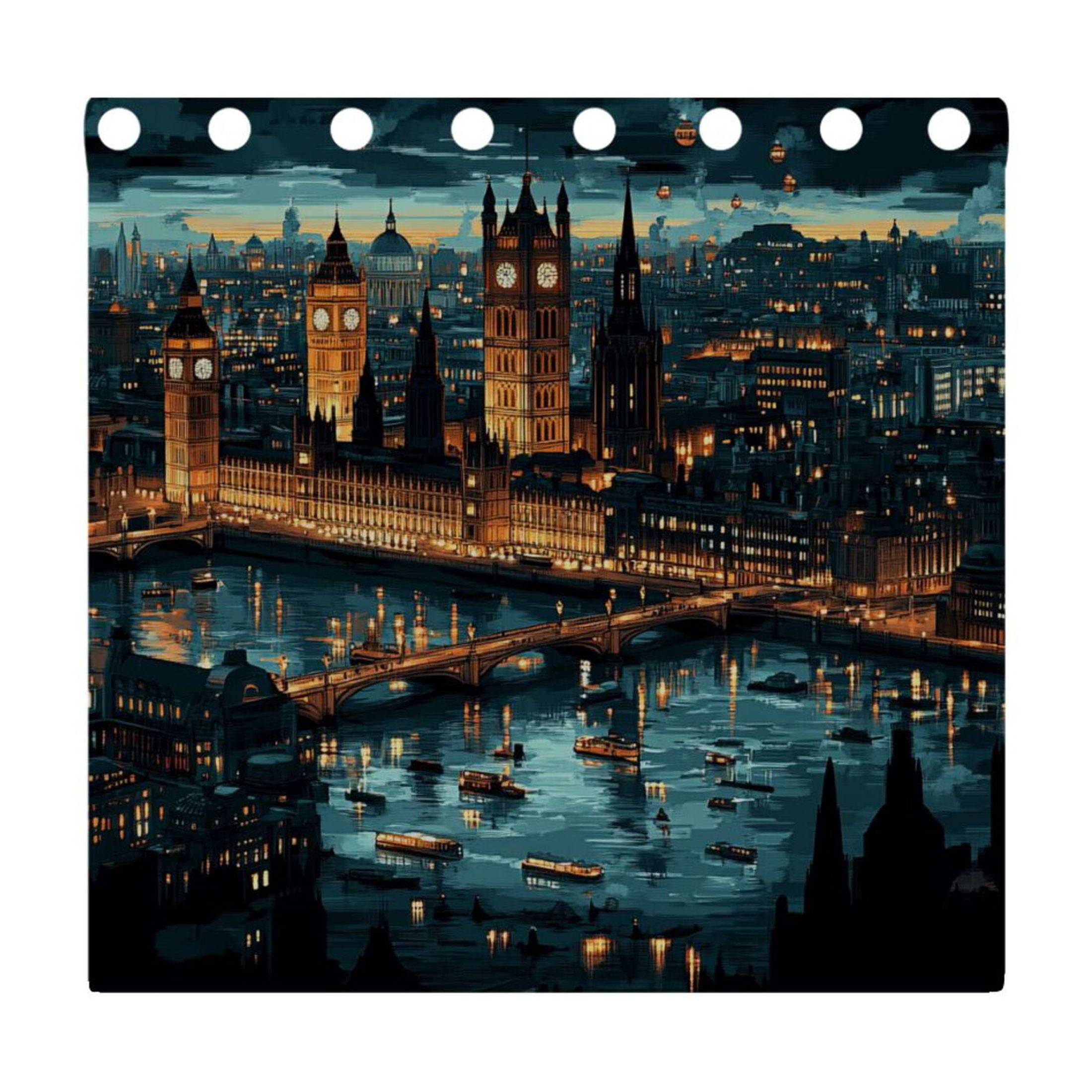 City Night View Blackout Curtains for Living Room Bedroom 55W x 54L Insulated Window Drapes 2 Panels