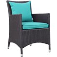 thumbnail image 1 of Modway Convene Aluminum and Rattan Patio Dining Armchair in Espresso/Turquoise, 1 of 3