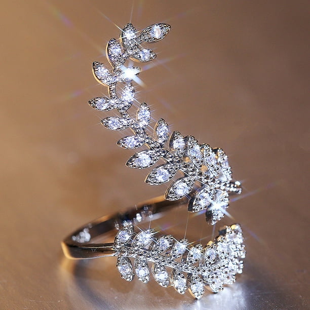 New Graceful Leaves Both End of Open Ring Silver Color Girl