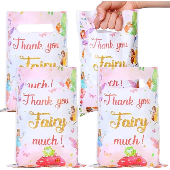 Serencatcher 50Pcs Fairy Party Favors Bags, Fairy Baby Shower Birthday Party Favor Candy Goodie Treat Bags Plastic for Fairy Theme Bridal Shower Engagement Bachelorette Wedding Party
