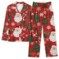 thumbnail image 2 of Feancey Christmas Pjs Sets for Women Button Down Sleepwear Cute Santa Claus Print Long Sleeve Pajama and Pants Lounge 2 Piece Set Red S, 2 of 5