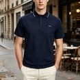 thumbnail image 2 of Liweisiy Short Sleeve Shirts For Mens Lapel Collar Embroidery Breathable Lightweight Tees Daily Golf Sports Shirts Navy 4XL, 2 of 7