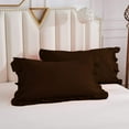 thumbnail image 3 of Half Ruffle Duvet Cover Set 3 Piece, 100% Egyptian Cotton, with Hidden Zipper Closure, 400 Thread Count, Extra Soft and Luxury - Chocolate Solid, King Size., 3 of 4