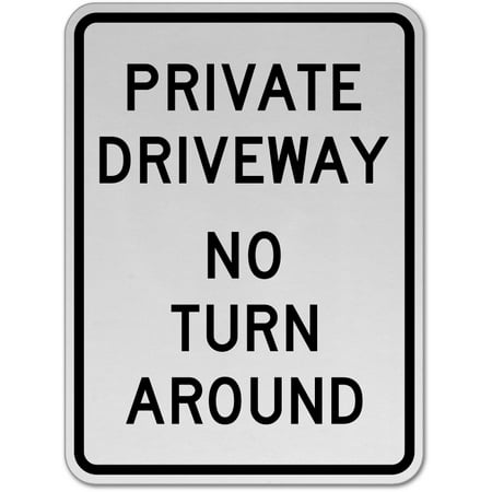 Turn Traffic Sign (Traffic Signs - Private Driveway No Turn Around Sign 12 x 8 Aluminum Metal Sign Street Weather Approved Sign 0.04)