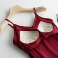 thumbnail image 5 of WTXUE Tank Tops Sleeveless, Scoop Neck Cotton Spaghetti Straps Women's with Bra Pads Bra One Vest Camisole Top Solid | Casual for Women Wine XL, 5 of 8