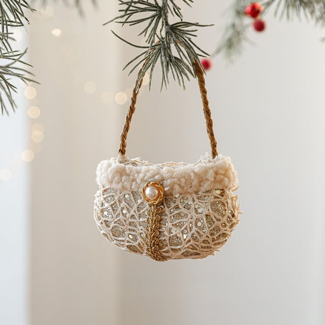 LSLJS Champagne Colored Foam Christmas Ornaments Glue Powder Fabric Wrapped Christmas Tree Decorations Pearl Ornaments and Uniques Scene Decorations Christmas Decorations