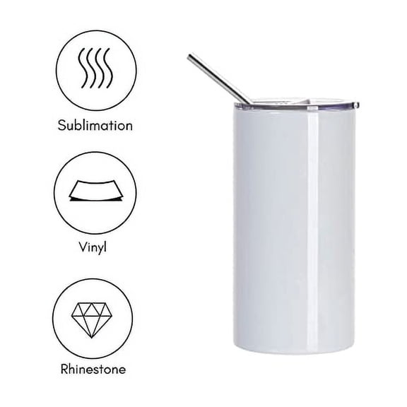 Craft Express 16 OZ Sublimation Tumblers Blanks Skinny Straight Glossy White-Stainless Steel Kids Tumblers Cups Mugs Perfect for Tumbler Heat Press Crafting-Set of 4