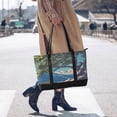 thumbnail image 4 of FORMRS Canvas Laptop Tote Bag for Women with 15.6" Computer Compartments Shoulder Handbag, Blue Tree, 4 of 7