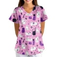 thumbnail image 5 of BDPORKAS Women Scrubs Nurse Uniforms Stretch Short Sleeve with Pockets Scrub Tops Characters Cartoon Cute Soft Nurse Tee, 5 of 6