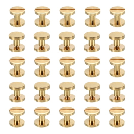 25 Sets Chicago Screws, M4x4mm Brass Chicago Screw Slotted Binding Post Screw Rivets for Leather Belt