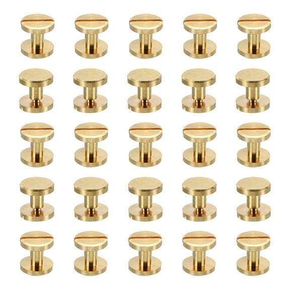 25 Sets Chicago Screws, M4x4mm Brass Chicago Screw Slotted Binding Post Screw Rivets for Leather Belt