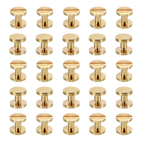 25 Juegos de Tornillos Chicago, Tornillo de Poste de Unión Ranurado de Latón M4x4mm para Cinturón de Cuero