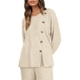 thumbnail image 3 of FEORJGP Women's Button Front Knit Sweaters Long Sleeve Knitwear Pullover Round Neck Jumpers Solid Color Hem Split Blouses Loose Casual Tunic Tops for Fall Winer, 3 of 6