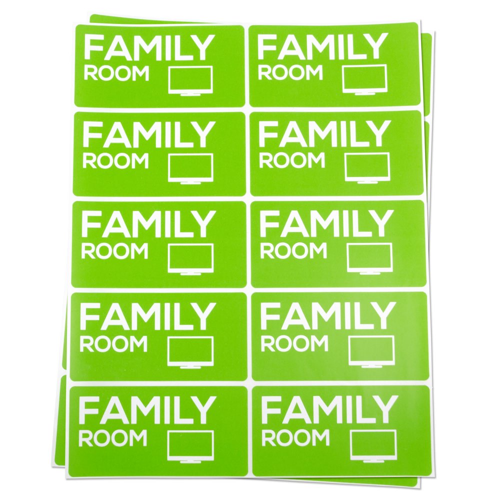 OfficeSmartLabels 4" x 2" Family Room Labels for Moving, Storage or