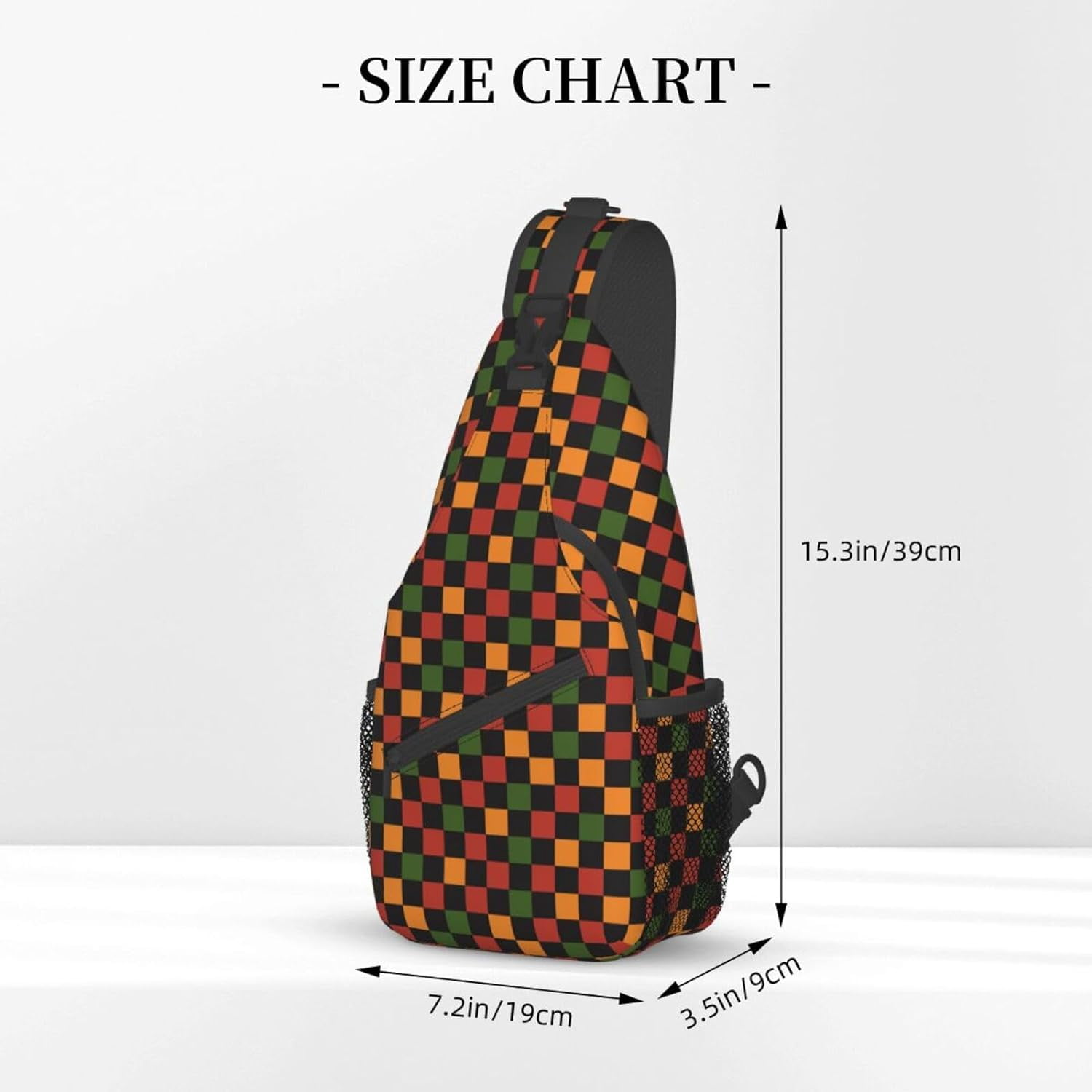 Cute Retro Vintage Christmas Checkerboard Y2k Sling Bag Crossbody Hiking Travel Chest Bags Backpack Shoulder Daypack for Women Men