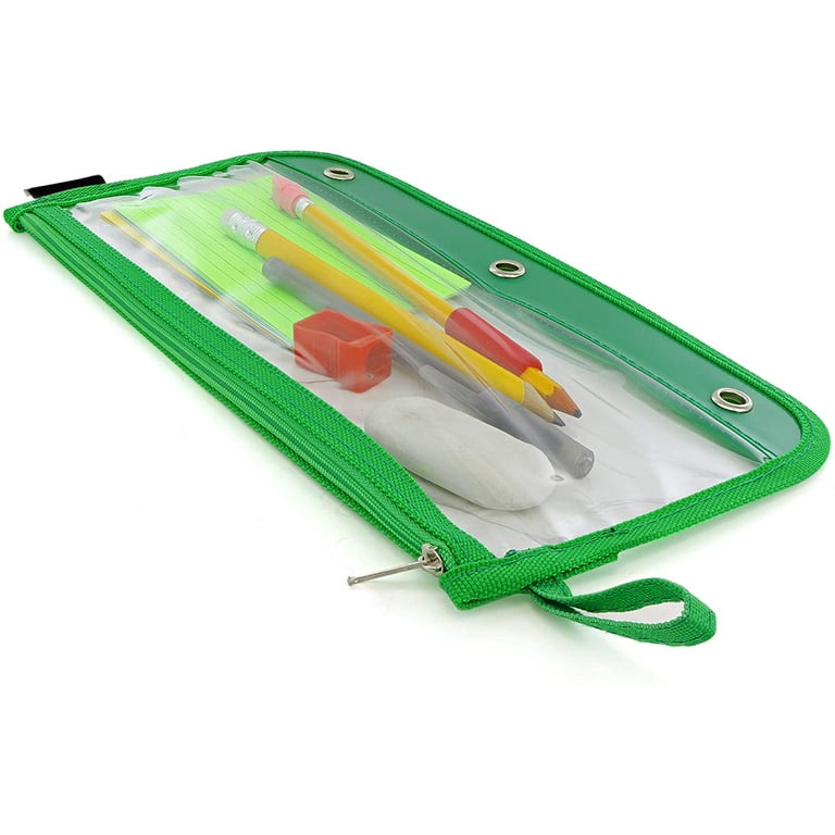 Emraw Clear 3-Ring Binder Pencil Pouch with Zipper Pulls (Pack of 2) 