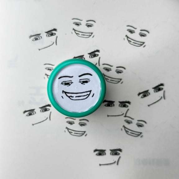 Game Characters Funny Expressions, Round Stamp Characters Stamp - Smirking Shades, Cute Funny and Uniquely Expressive Expression Seal, for Party Game Activities(Green)