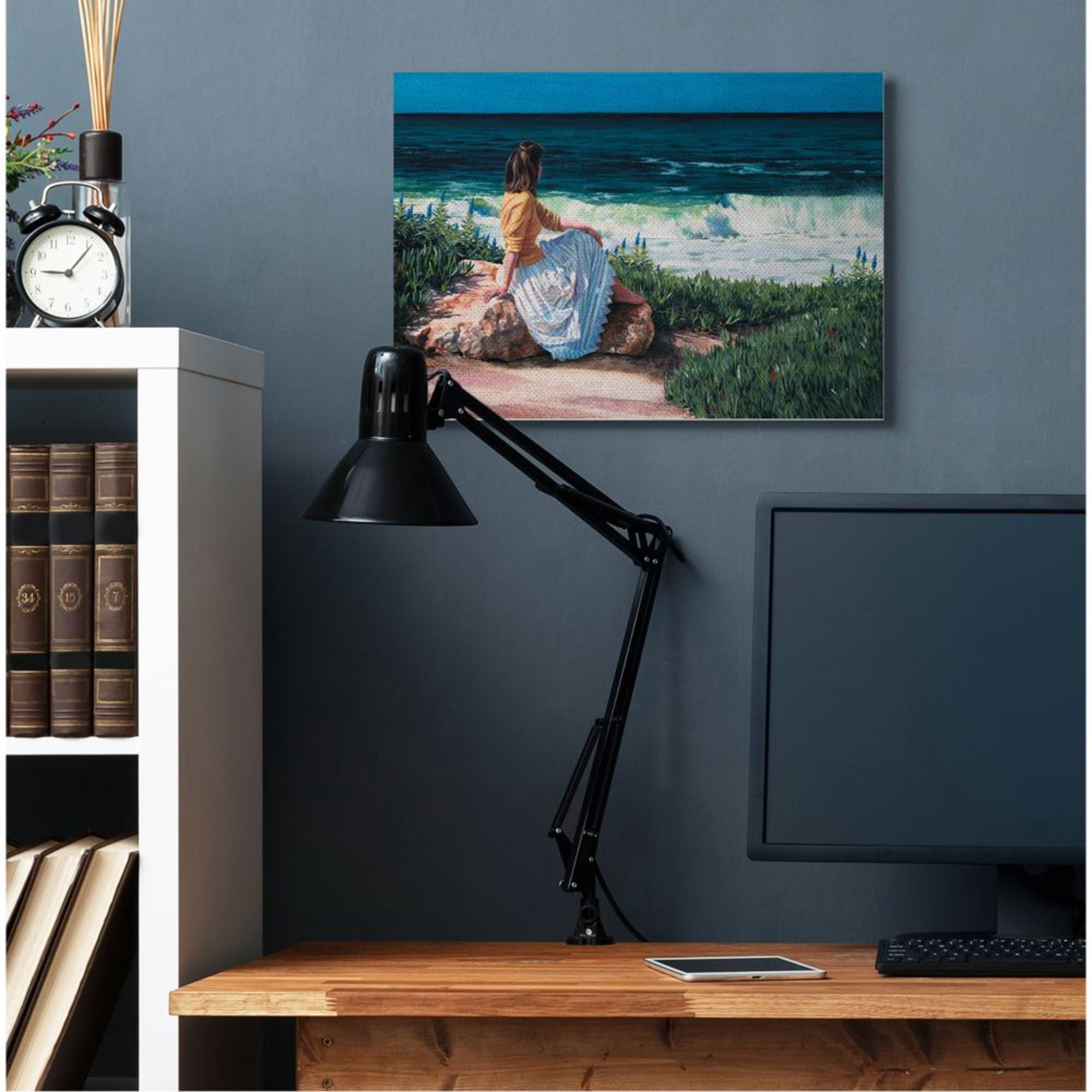 Stupell Industries Woman Gazing at Beach Coast Line Nautical Waves Design by Heide Presse, 24" x 30"