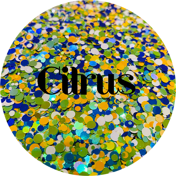 Glitter Heart Co. Glitter - High Quality Polyester Glitter - Citrus - Dot Mix – 2 oz Bag