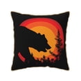 thumbnail image 1 of ZNDUO Throw Pillow, 18"x18" Bed Pillow and Couch Pillows - Indoor Decorative Pillows，Sunset Bear Forest Silhouette Throw Pillow, 1 of 8