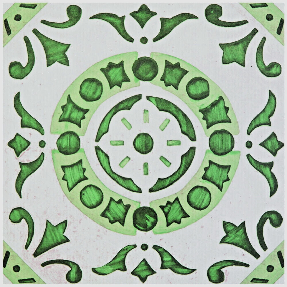 Green Morocco 12”x12” Peel ‘N’ Stick Self Adhesive Vinyl Floor Tiles for Bathroom