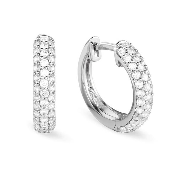 Divine Creation 1.35 Ct Round Cut Diamond Clip On Mens Hoop Earrings 14K White Gold Plated 925 Sterling Silver