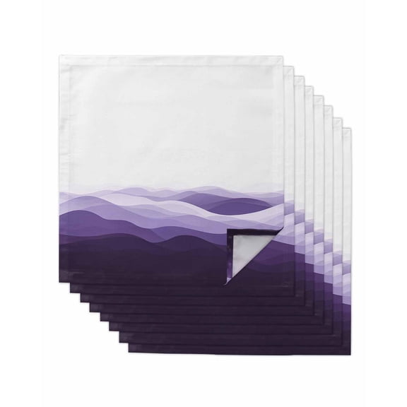 nqOlkjepod Purple Ombre Cloth Napkins Set of 8 Reusable Dinner Napkins, Summer Minimalist Ocean Waves Cocktail Napkin Washable Table Napkins for Wedding/Holiday Party/Baby Shower 20"x20"