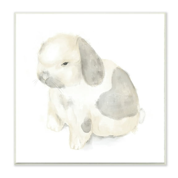 Stupell Industries Adorable Baby Bunny Soft Grey Beige Illustration Wall Plaque, 12 x 12, Design by Daphne Polselli