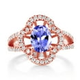 thumbnail image 2 of Gem Stone King 1.53 Ct Oval Blue Tanzanite 18K Rose Gold Plated Silver Spotlight Ring (Size 7), 2 of 4