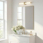 30x36 Gold Bathroom Mirror for Wall, Metal Framed Vanity Mirror, Large Rectangular Mirror Over Sink, Mid-Century Modern Decor, Flush Mount