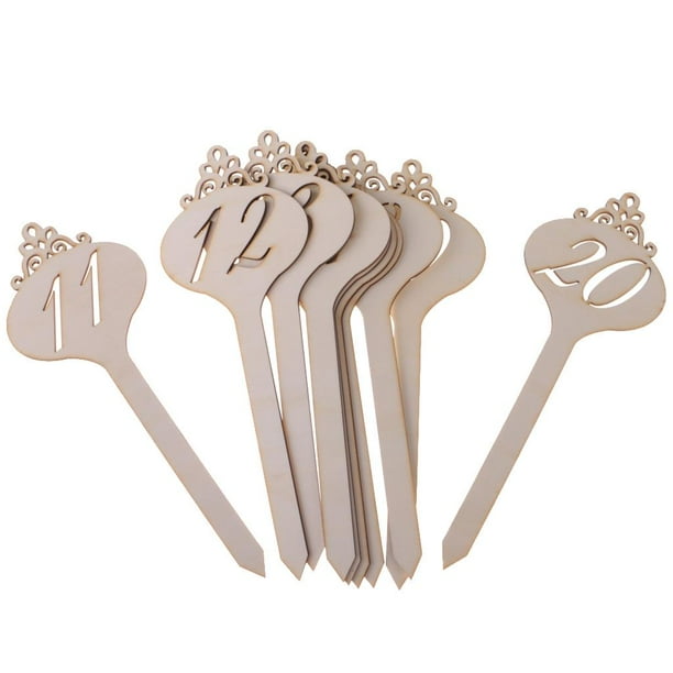 Paquete piezas de números de corona de madera palos decoración de 11-20