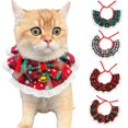 thumbnail image 3 of Paquete De 4 Collares Navideños Para Gatos Pañuelo Encaje A Cuadros Pajarita Bufanda Navideña Babero Para Gatos Y Perros (Paquete De 4), 3 of 7