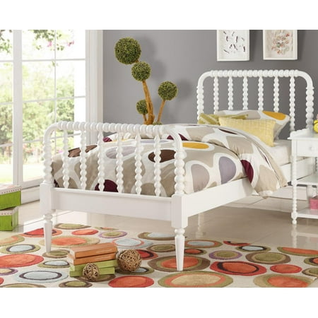 Full Size White Wood Traditional Kids Panel Bed (Headboard ...