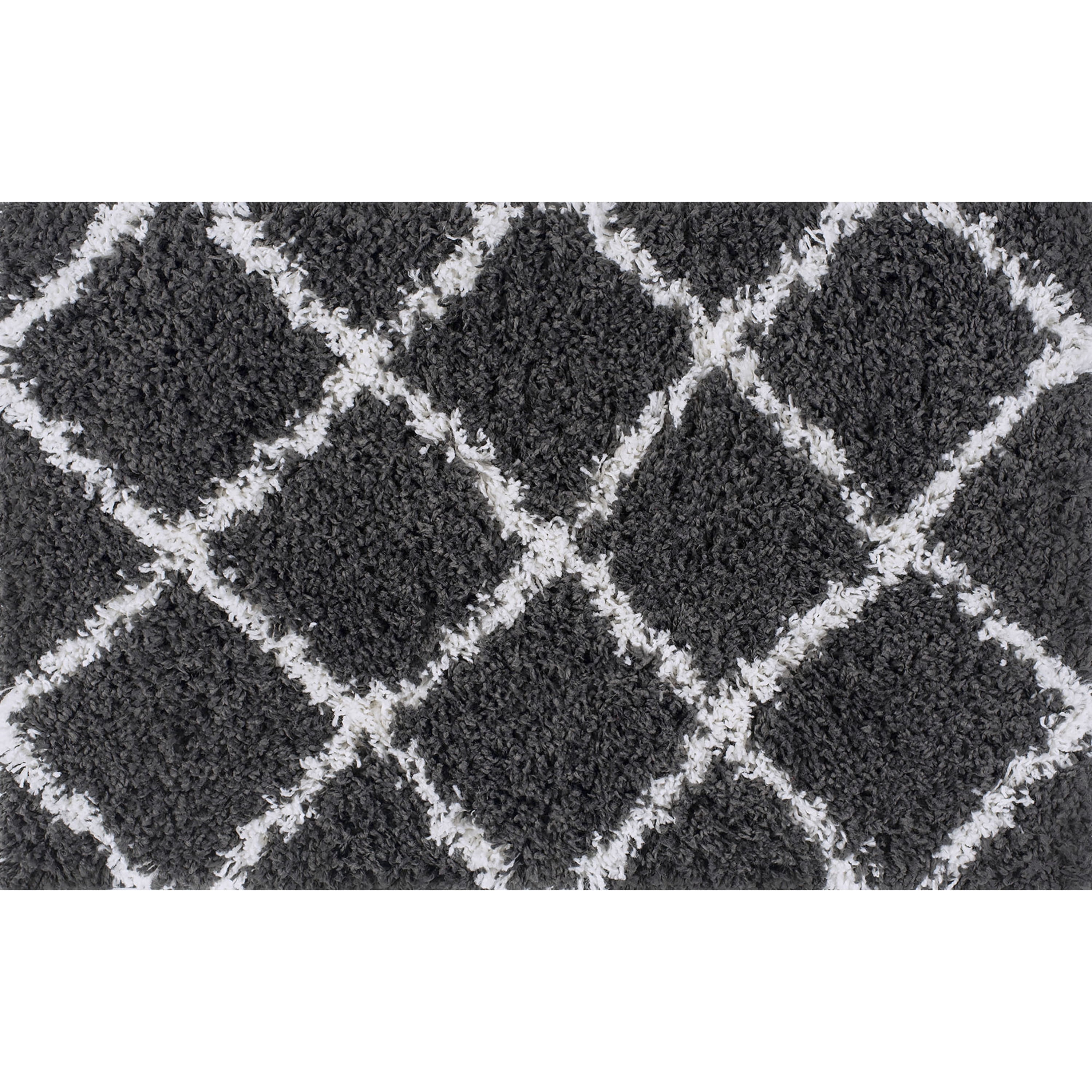 Jersey Shag Contemporary Diamond Dark Gray and White Polypropylene Indoor Area Rug, 2'x3' Rectangle