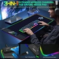 thumbnail image 3 of ExtreLife RGB Gaming Mouse Pad with Wireless Charger, LED Large Desk Mat, Ultra-Smooth Surface, Non-Slip Rubber Base, Waterproof Keyboard Pad, 3 of 10