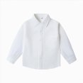 thumbnail image 3 of Futezty Boys Button Down Shirt Toddler Long Sleeve Lapel Collar Dress Shirt Formal School Uniform Blouses with Pocket 2T-14T, 3 of 5