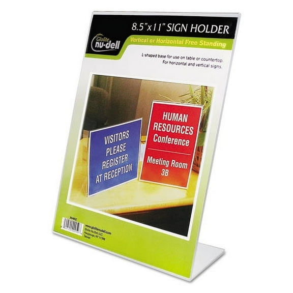 Clear Plastic Sign Holder, Stand-Up, Slanted, 8 1/2 X 11 | Bundle of 2 Each