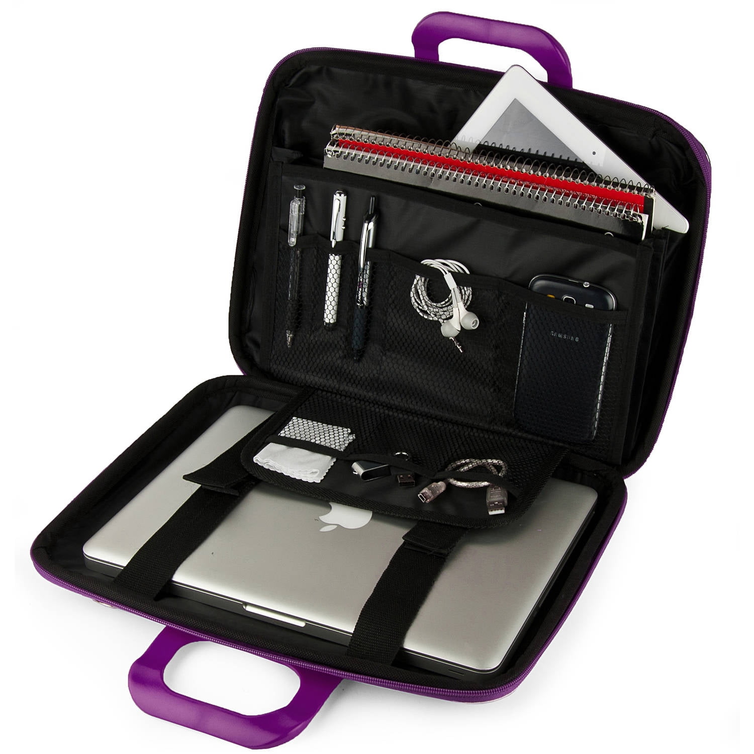 SUMACLIFE Cady Universal Tablet, eReader, Netbook, Laptop Hard Faux Leather Carrying / Shoulder Suit Case fits 11, 11.6, 12, 12.2 inch