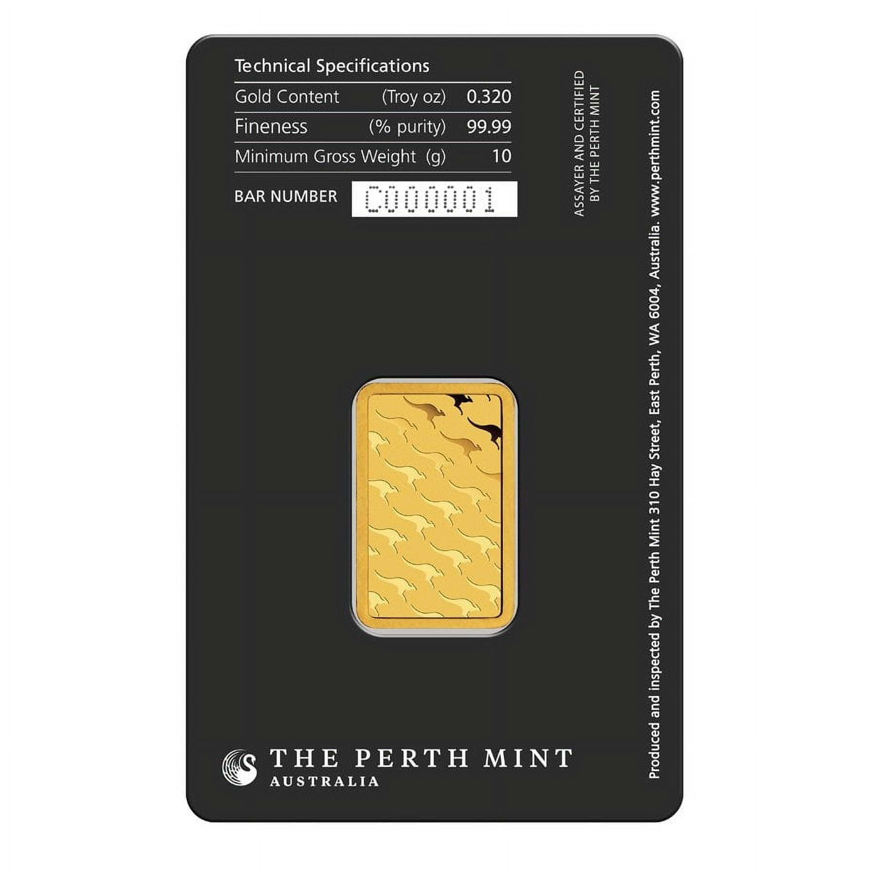 10 Gram Perth Mint Gold Bar .9999 Fine (in Assay)