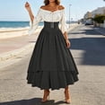 thumbnail image 6 of KICILVS Pirate Costume Women Medieval Peasant Dress Off Shoulder Button Front Layered Ruffle Skirt Cosplay Outfit, 6 of 9