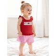 thumbnail image 4 of BemeyourBBs Toddler Baby Girl 4th of July Outfit Patriot Fourth of July Summer Independence Day Clothes American Flag Heart Embroidered Backless Flying Sleeve T shirt Tops Plaid Ruffle Shorts Set, 4 of 9