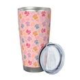thumbnail image 2 of Picia Colorful Pets Paws Pattern 20 oz Tumbler Stainless Steel Vacuum Insulated Coffee Ice Cup Double Wall Travel Flask Dual Lid Water Bottle, Eco-friendly Car Cup-Without Straw, 2 of 8