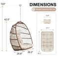 thumbnail image 4 of RADIATA Hanging Egg Chair Without Stand, Brown Wicker Swing Egg Chair with Cushion, 350 lbs Capacity, Indoor Outdoor Ceiling or Tree Hanging Chair for Patio, Bedroom, Porch, 4 of 9