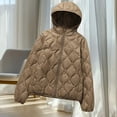 thumbnail image 7 of jtjvou Quilted Jackets for Women Zip Up Hooded Winter Coats Lightweight Loose Puffer Padded Outerwear with Pockets Coffee L, 7 of 7