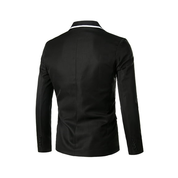 NoxwB Men's Trendy Plus Size Solid Color Suit Blazer Casual Wedding Business Jacket Notched-Lapel One-Button Long Sleeve Coat Black 2XL