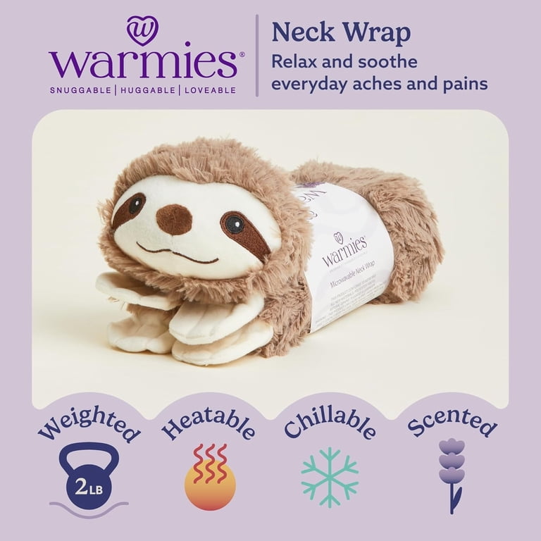 Warmies Heating Pad Wrap, Sloth Microwavable Neck Shoulder