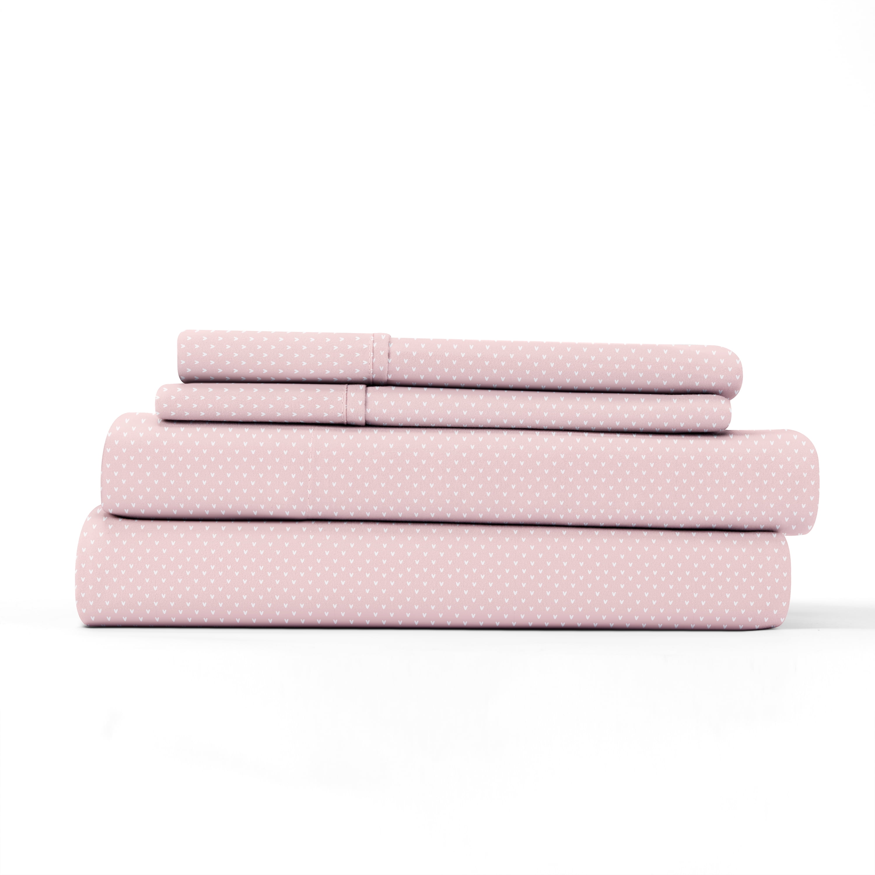Noble Linens 4 Piece Pattern Microfiber Bed Sheets Set, Pink Indigo Flowers, Twin