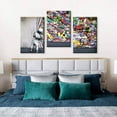 thumbnail image 4 of HFDF 3 Pieces Colorful Wall Art Behind the Curtain Art Graffiti Wall Art Banksy Canvas Wall Art Colorful Decor Pop Art Wall Decor Banksy Art Wall Street Poster for Room Decor (x3) 8x10inch Framed, 4 of 5