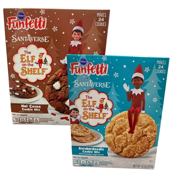 Pillsbury Funfetti Santaverse The Elf on the Shelf Cookie Mix - 2 Pack - Hot Cocoa, Snickerdoodle